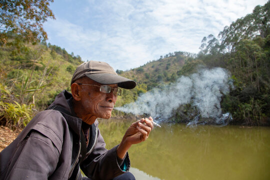 old man smoking