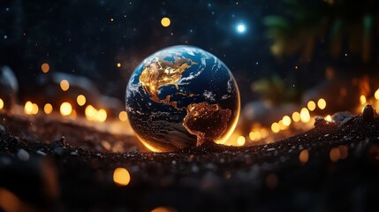 A breathtaking 4K digital rende depicts Earth at the edge of a vast expanding universe showcasing galaxies and unknown cosmic wonders in stunning detail.