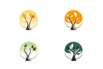 vector illustration of small trees isolated on white background
