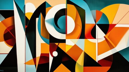 Obraz premium Abstract geometric composition with vibrant colors and bold shapes