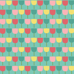 Vector clorful tulip, seamless repeat pattern design background, gift wrap paper