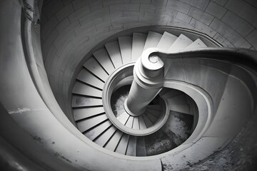 A Geometric View of a Spiral Staircase Interior.