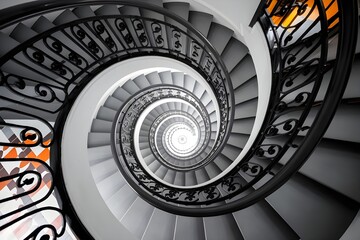 A Geometric View of a Spiral Staircase Interior.