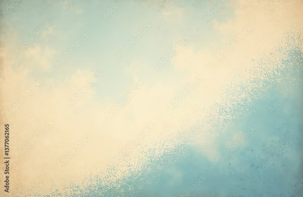 Aufkleber illustration of sky with clouds in retro style. duotone color palette with grunge texture, perfect f