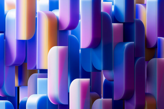Colorful Abstract 3D Composition with Gradient Patterns
