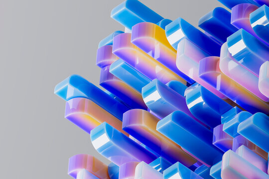 Colorful Abstract 3D Composition with Gradient Patterns