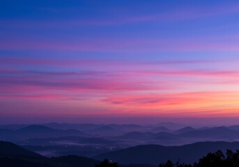 Obraz premium Serene sunrise paints pastel mountainscape. AI Generated