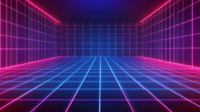 Retro futuristic gridded room