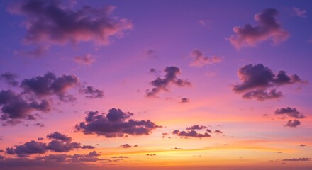 Obraz premium Vibrant sunset sky painted purple orange hues. AI Generated