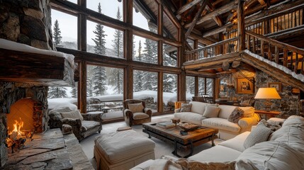 Snowy Mountain Lodge Living Room