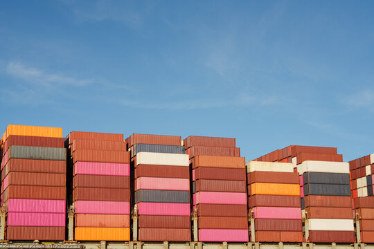 Cargo boxes at freight loading in San Francisco Bay