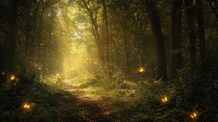 Obraz premium Enchanted Forest Path: A Magical Journey Through Nature's Embrace