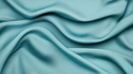 Fototapeta premium Silk Cloth Background, teal satin with natural folds and luminous reflections