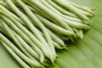 Fresh needle beans on white background