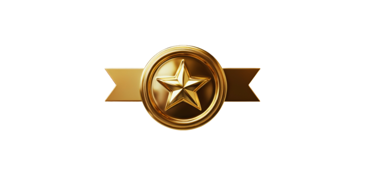 Gold medal awarded isolated on transparent background