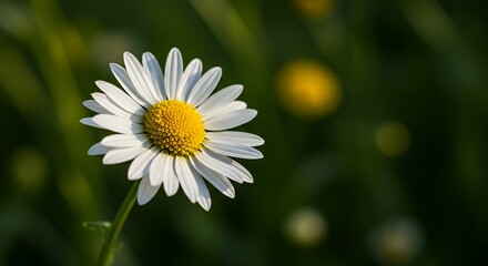 Fototapeta premium Single White Daisy with Golden Center Close-up