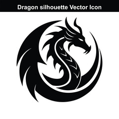 Black and white dragon vector illustration with a mythical and artistic design.