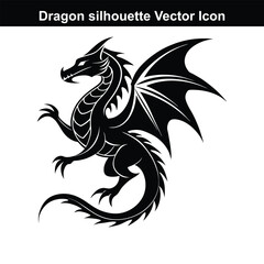 Black and white dragon vector illustration with a mythical and artistic design.