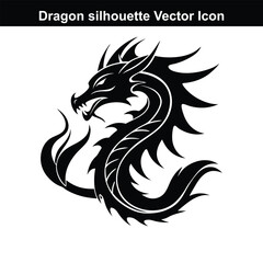 Black and white dragon vector illustration with a mythical and artistic design.