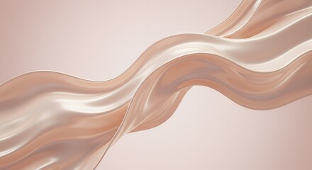 Flowing Liquid Pearl: Iridescent Shimmer and Soft Waves on Pink Background