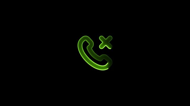 Neon sign of a telephone in purple hue animated. Neon sign of a telephone in purple hue on a black background.Telephone blue glowing neon