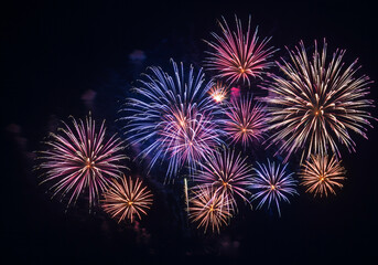 Spectacular Night Sky Celebration: Colorful Fireworks Display