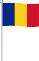 romania, flag, country, symbol, europe, icon, button, national, romanian, nation, waving, banner, illustration, patriotism, vector, sign, emblem, 3d, yellow, travel, wind, design, pin, isolated, world