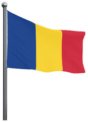 romania, flag, nation, waving, national, symbol, country, banner, romanian, wind, yellow, europe, 3d, patriotism, red, illustration, blue, icon, wave, state, emblem, isolated