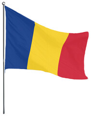 romania, flag, nation, waving, national, symbol, country, banner, romanian, wind, yellow, europe, 3d, patriotism, red, illustration, blue, icon, wave, state, emblem, isolated
