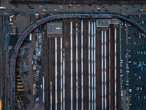 Train Yard with Adjacent Construction Site
