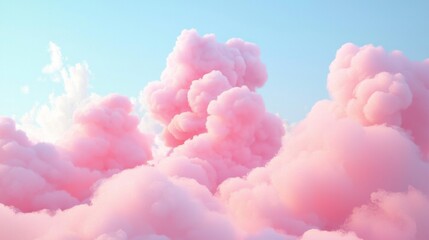 Fototapeta premium A serene landscape of fluffy cotton candy clouds in gentle hues.