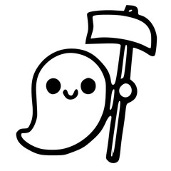 Friendly Grim Reaper Ghost Icon &ndash; Playful Design for Halloween and Spooky Projects