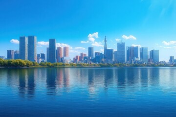 Obraz premium View of Tokyo Bay and Harumi's Skyscrapers from Toyosu Ohashi Bridge May 2025