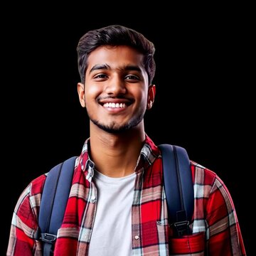 Indian male student animation isolated asset, transparent 4K video, alpha channel, ProRes 4444