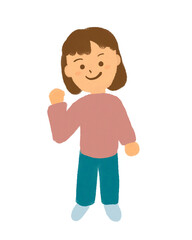 やる気、元気、ガッツポーズする女性のイラスト素材