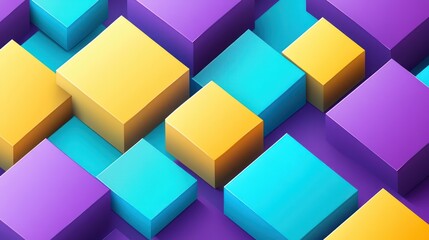 Obraz premium Abstract colorful cubes 3D render, geometric background, design element