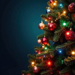 Christmas Tree with colorful lights and ornaments, Winter, Holiday