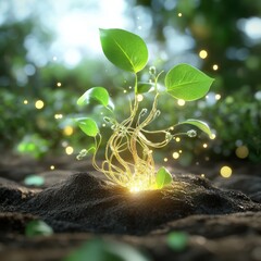 Bacterial nitrogen fixation action soil environment plant growth content natural viewpoint sustainable agriculture concept