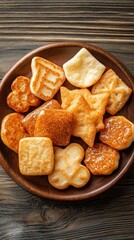 Fototapeta premium Assorted fried snacks on wooden plate