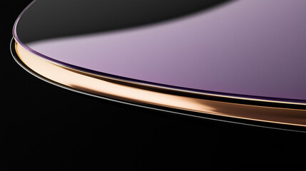 Abstract Smooth Curves and Glossy Surfaces in lavender and gold against a Black Background, Dramatic Lighting Reflections Depth for a Futuristic, Innovative Aesthetic, background