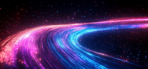 Obraz premium Neon wave lights with a cosmic, futuristic and technological aesthetic