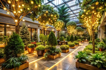 Obraz premium Indoor Garden with Decorative Lights