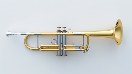 Obraz premium Hyperrealistic trombone image studio setting digital art minimalistic environment top-down view musical concept