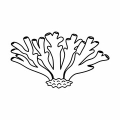 a line art vector illustration of black and white coral reef icon in white background