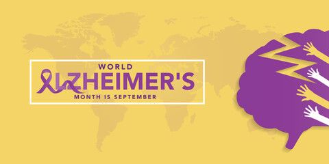 Alzheimer's And Brain awareness Month June. Template for background, banner, card, poster with text inscription. Vector illustration.