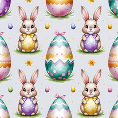 Fototapeta premium Adorable Easter Bunny and Egg Pattern