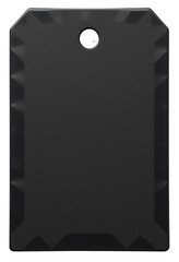 A simple yet stylish black rectangle with a subtle angular detail at the top corners