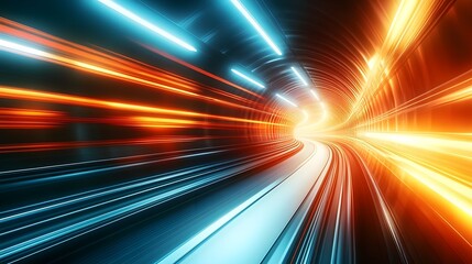 A mesmerizing tunnel enhanced with dynamic light streaks creating an enigmatic and abstract visual experience