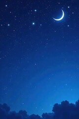 Fototapeta premium Deep blue sky with twinkling stars and a crescent moon, stars, night sky