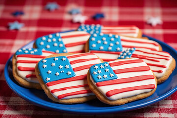 Fototapeta premium patriotic cookies on a plate with stars and stripes